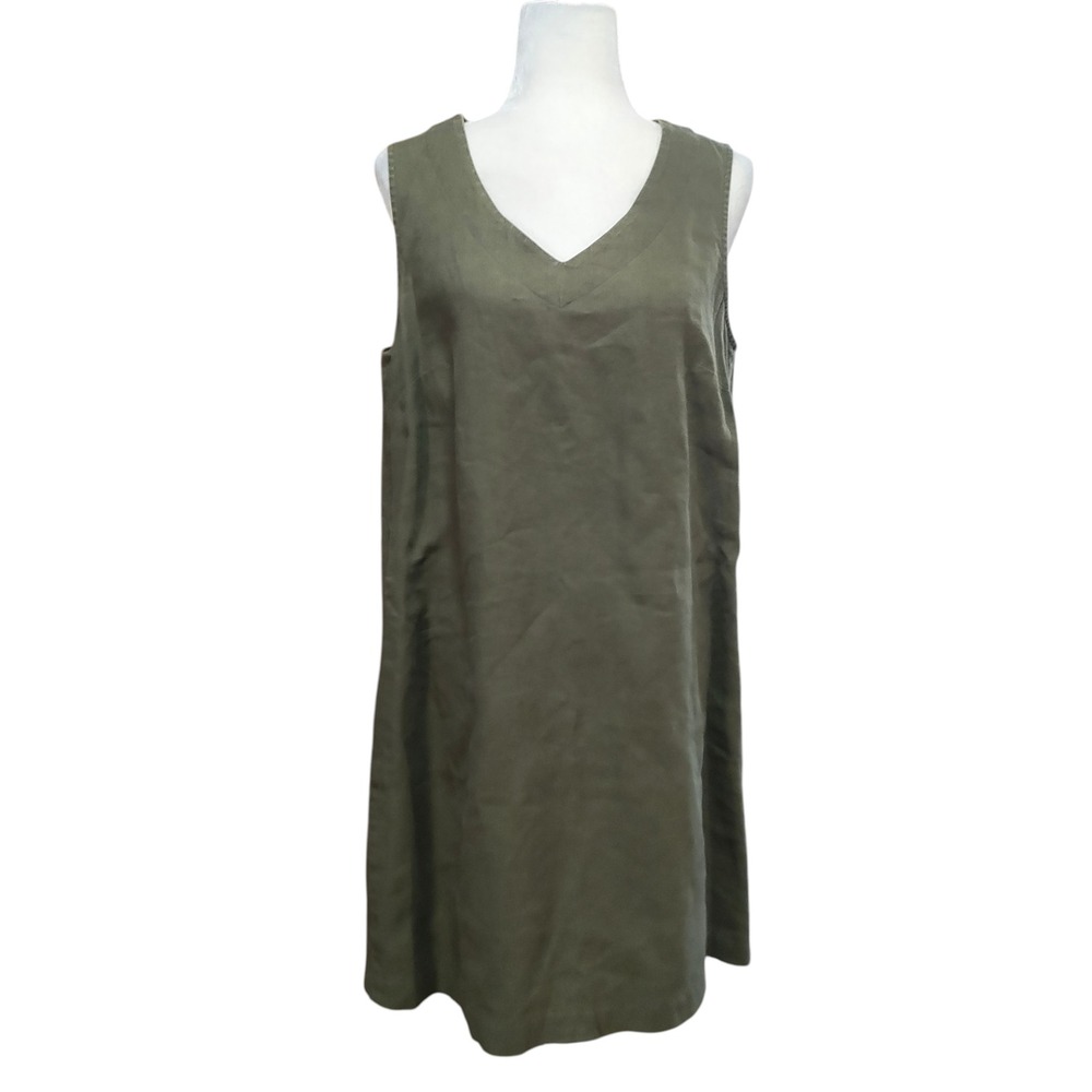 J. Jill Olive Green V-Neck Sleeveless Shift Dress